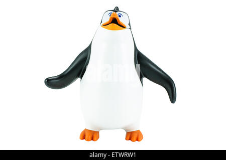 Bangkok,Thailand - February 24, 2015: Rico penguin toy character form Penguins of Madagascar animation film. Stock Photo