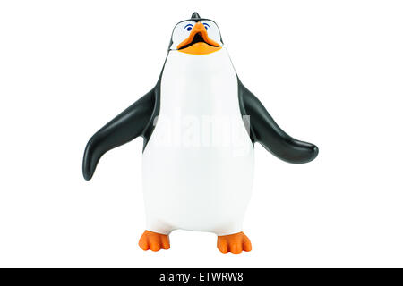 Bangkok,Thailand - February 24, 2015: Rico penguin toy character form Penguins of Madagascar animation film. Stock Photo