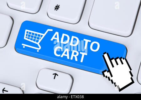 Add to cart online shopping ordering internet e-commerce shop concept Stock Photo