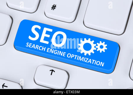 SEO Search Engine Optimization for websites on the internet on computer Stock Photo