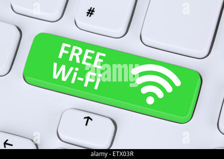 Free Wi-Fi or WiFi hotspot connection internet network computer Stock Photo