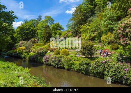 River Bollin in the Gardens at Quarry Bank Mill, a historic 18thC textile mill in Styal, Cheshire, England, UK Stock Photo
