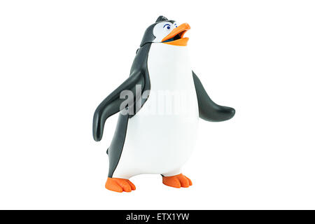 Bangkok,Thailand - February 24, 2015: Rico penguin toy character form Penguins of Madagascar animation film. Stock Photo