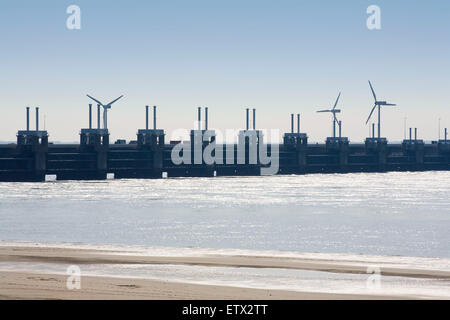 Europe, Netherlands, Zeeland, Deltaproject, the Oosterschelde dam between Noord-Beveland and  Schouwen-Duiveland, flodd barrier, Stock Photo