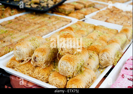 Traditional Turkish sweets on the market Stock Photo