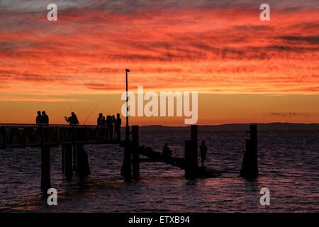 Amity Point Jetty sunset Stock Photo - Alamy