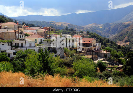 Argyroupoli, Greece, panoramic view over the mountain village of ...