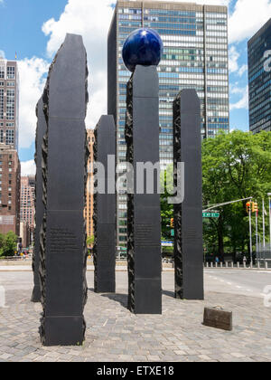 Hope Sculpture, Raoul Wallenberg Memorial in front of the United Nations, NYC Stock Photo