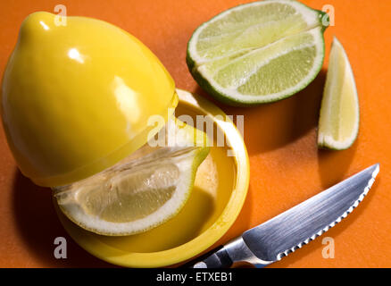 Citrus Still Life with Camp Lemon Holder, USA Stock Photo