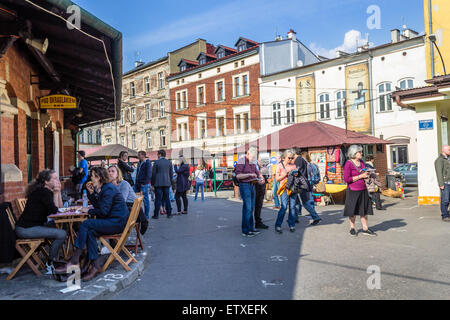 Nowy Square, old Jewish District, Kazimierz in Krakow,  Poland, Europe Stock Photo