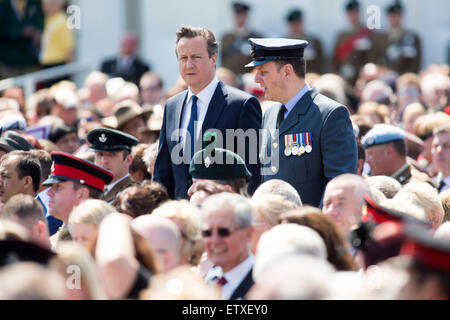 David Cameron, centre, arrives for the service of rededication of the Bastion Wall at the National memorial Arboretum