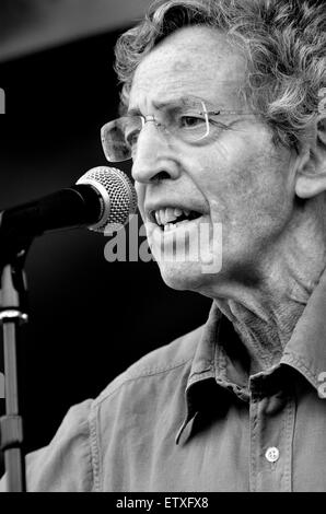 Leon Rosselson - English singer songwriter and children's author - in Parliament Square at the People's Assembly demonstration Stock Photo