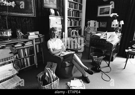 Deborah Cavendish, Duchess of Devonshire, pictured in her study at Chatsworth House, Derbyshire. 30th June 1976. Stock Photo
