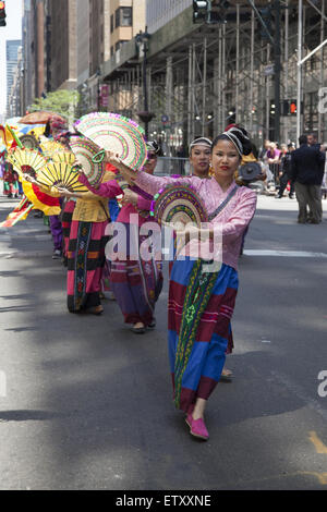 Participants in the Filipino Independence Day Parade in Manhattan, New York City. Stock Photo