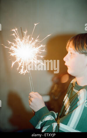 Teenage boy with Fireworks, 28th October 1994. Stock Photo