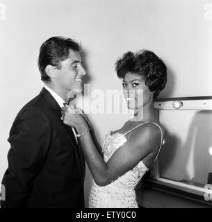 Sacha Distel and Dionne Warwick at the BBC TV theatre, Shepherd's Bush, London. They were there to appear in the Billy Cotton Band show series. 21st September 1964. Stock Photo