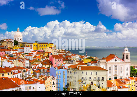 Lisbon, Portugal cityscape in the Alfama District. Stock Photo