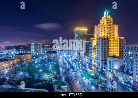 Providence, Rhode Island, USA cityscape at night. Stock Photo