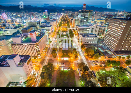SAPPORO, JAPAN - OCTOBER 16, 2012: Sapporo cityscape over Odori Park. The city is the larges in Hokkaido. Stock Photo