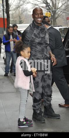 Tyrese Gibson leaving ABC's 'The View' in New York City with daughter