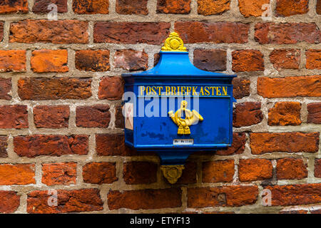 Old Blue Mail Box Bremen Germany Stock Photo