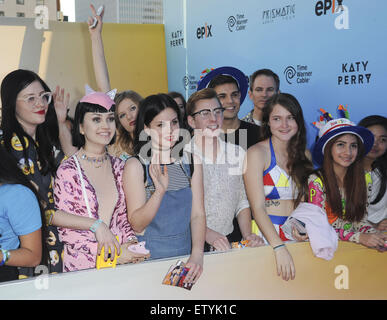 Premiere screening of EPIX's 'Katy Perry: The Prismatic World Tour' at The Theatre at Ace Hotel - Arrivals  Featuring: fans Where: Los Angeles, California, United States When: 26 Mar 2015 C Stock Photo