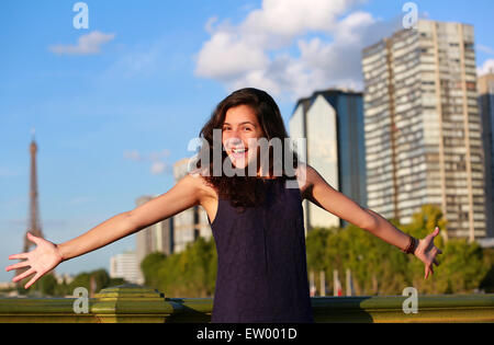 Beautiful girl have fun in Paris, France Stock Photo