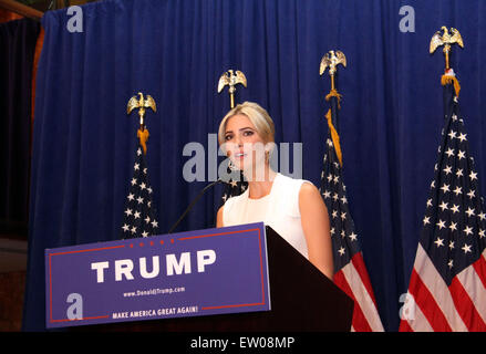 New York, New York, USA. 15th June, 2015. Daughter IVANKA TRUMP introduces her father businessman, reality star, DONALD TRUMP who announced his run for the 2016 Presidency at Trump Tower. Credit:  Nancy Kaszerman/ZUMAPRESS.com/Alamy Live News Stock Photo