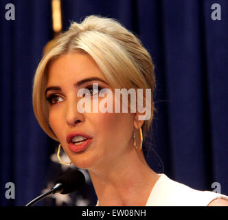 New York, New York, USA. 15th June, 2015. Daughter IVANKA TRUMP introduces her father businessman, reality star, DONALD TRUMP who announced his run for the 2016 Presidency at Trump Tower. Credit:  Nancy Kaszerman/ZUMAPRESS.com/Alamy Live News Stock Photo