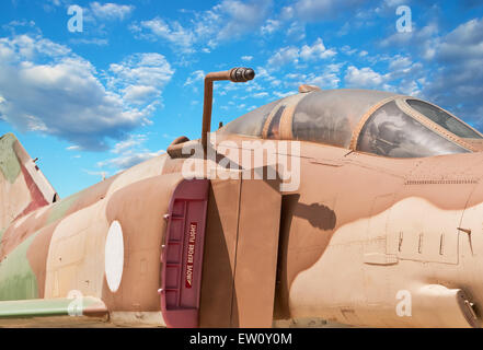 Fighter aircraft cabin detail with blue sky background Stock Photo
