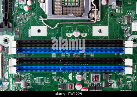 DDR RAM slots on motherboard Stock Photo