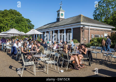 People Sitting in The Lido Cafe Hyde Park London UK Stock Photo