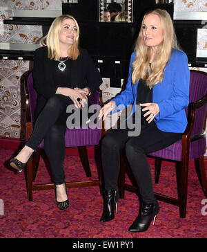 Louise Dearman and Kerry Ellis attend press launch to announce their concert together on 27th September 2015. Held at the Prince Edward Theatre, London  Featuring: Louise Dearman, Kerry Ellis Where: London, United Kingdom When: 04 Apr 2015 C Stock Photo