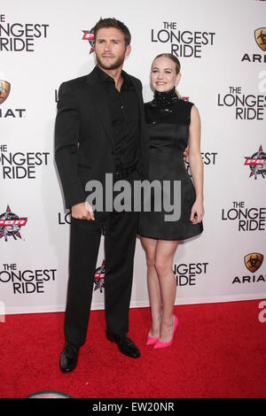 The Longest Ride Premiere  Featuring: Scott Eastwood, Britt Robertson Where: Los Angeles, California, United States When: 07 Apr 2015 C Stock Photo