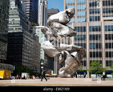 NEW YORK, NY - MAY 14, 2015: Urs Fisher's new art installation, Big Clay #4, stands on the plaza at 345 Park Ave. in the midst o Stock Photo