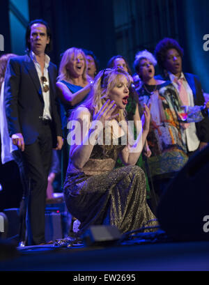 Celebration of the 60th anniversary of Allen Ginsberg's 'Howl' with music, words and funny people at The Ace Hotel Theater  Featuring: Courtney Love Where: Los Angeles, California, United States When: 07 Apr 2015 C Stock Photo