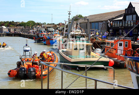 A busy harbour at the fishing town of Whitstable in Kent Stock Photo