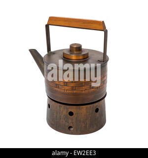 Japanese Style copper kettle on stove, isolate white background Stock Photo