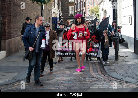 Adam Clifford (AKA Jimmy Kunt), the Class War Candidate for the City of London and Westminster in the upcoming General Election doing his election rounds in Soho  Featuring: Adam Clifford, Jimmy Kunt Where: London, United Kingdom When: 11 Apr 2015 C