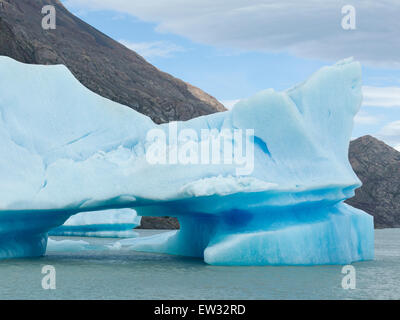 View of iceberg in lake, Grey Glacier, Grey Lake, Torres del Paine National Park, Patagonia, Chile Stock Photo