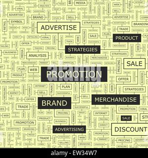 PROMOTION. Word cloud illustration. Tag cloud concept collage. Stock Vector
