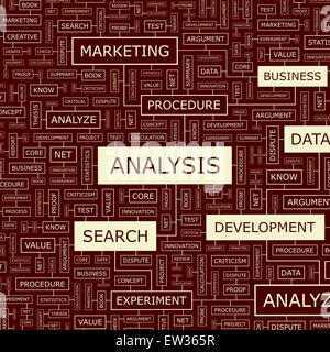 ANALYSIS. Word cloud illustration. Tag cloud concept collage. Stock Vector