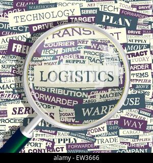LOGISTICS. Concept related words in tag cloud. Conceptual info-text graphic. Word collage. Stock Vector