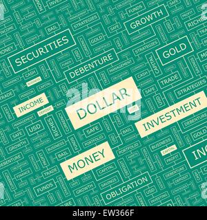 DOLLAR. Word cloud illustration. Tag cloud concept collage. Stock Vector