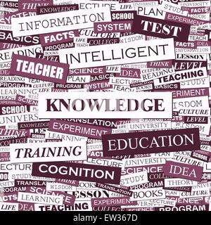 KNOWLEDGE. Concept illustration. Graphic tag collection. Wordcloud collage. Stock Vector