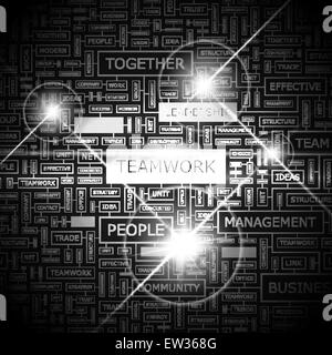 TEAMWORK. Word cloud illustration. Tag cloud concept collage. Stock Vector