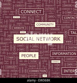 SOCIAL NETWORK. Word cloud illustration. Tag cloud concept collage. Usable for different business design. Stock Vector