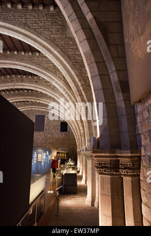 Spain, Barcelona, the History of the City Museum - MUHBA, Salo del Tinell, 14th century Stock Photo