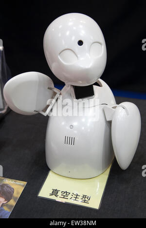 Tokyo, Japan. 17th June, 2015. The robot avatar ''OriHime' on display at the Smart Community Japan 2015 in exhibition in Tokyo, Big Sight on June 17, 2015, Tokyo, Japan. The exhibition promotes both domestic and overseas next-generation technologies. The last year 39,879 visitors attend the expo during three days. This year 233 enterprises and organizations will show their products from June 17th to 19th. Credit:  Rodrigo Reyes Marin/AFLO/Alamy Live News Stock Photo