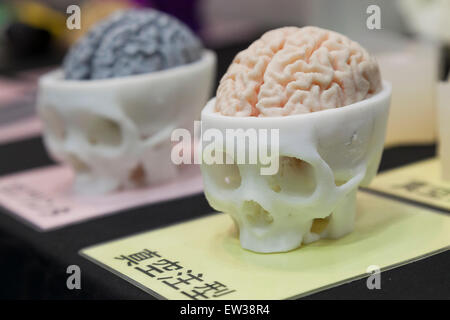 Tokyo, Japan. 17th June, 2015. 3D printing of skulls on display at the Smart Community Japan 2015 in exhibition in Tokyo, Big Sight on June 17, 2015, Tokyo, Japan. The exhibition promotes both domestic and overseas next-generation technologies. The last year 39,879 visitors attend the expo during three days. This year 233 enterprises and organizations will show their products from June 17th to 19th. Credit:  Rodrigo Reyes Marin/AFLO/Alamy Live News Stock Photo